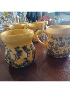Laurentian vintage canada Pottery Lava Mugs x6
